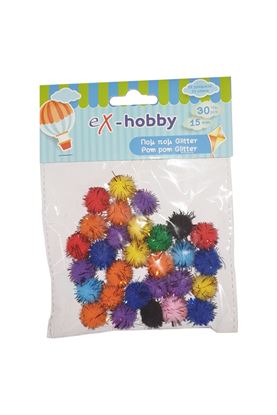 Εικόνα της ΣΦΟΥΓΓΑΡΑΚΙ EX-HOBBY POM-POM GLITTER 1.5cm 30τεμ. 402410