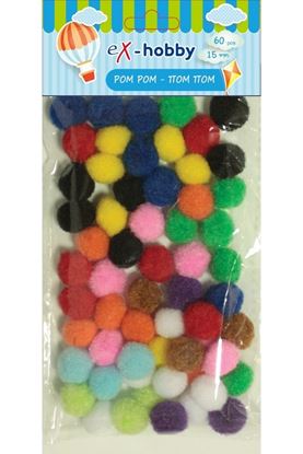 Εικόνα της ΣΦΟΥΓΓΑΡΙ eX-HOBBY POM-POM ΧΡΩΜΑΤΙΣΤΑ 1,5cm 60τεμ 402419