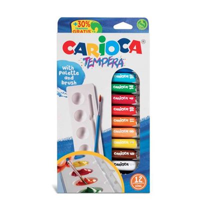 Εικόνα της ΤΕΜΠΕΡΕΣ CARIOCA 12τεμ 10ml ΠΑΛΕΤΑ+ΠΙΝΕΛΟ 40012