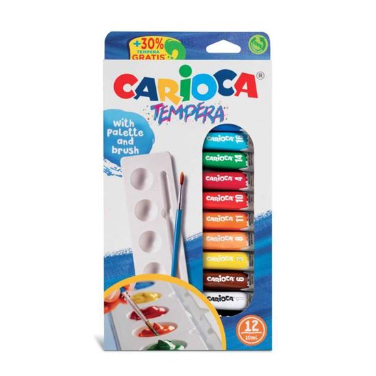 Εικόνα από ΤΕΜΠΕΡΕΣ CARIOCA 12τεμ 10ml ΠΑΛΕΤΑ+ΠΙΝΕΛΟ 40012