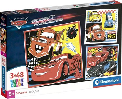 Εικόνα της CLEMENTONI SUPERCOLOR PUZZLE CARS GLOW RACERS 3x48τμχ