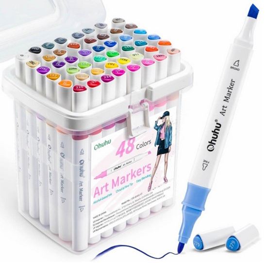 Εικόνα από ΜΑΡΚΑΔΟΡΟΙ OHUHU ART MARKERS ΜΕ ΔΙΠΛΗ ΜΥΤΗ ΣΕΤ 48TMX