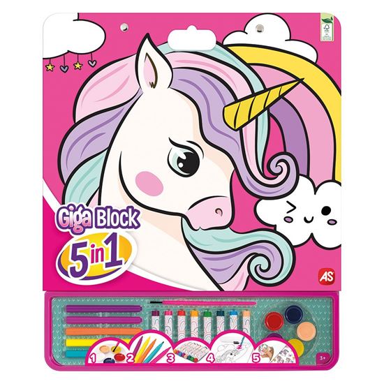 Εικόνα από ΣΕΤ ΖΩΓΡΑΦΙΚΗΣ GIGA BLOCK 5 IN 1 FANTASY DREAMS UNICORNS