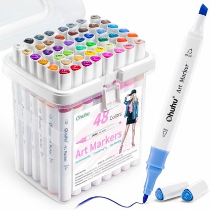 Εικόνα της ΜΑΡΚΑΔΟΡΟΙ OHUHU ART MARKERS 48 ΧΡΩΜΑΤΑ DUAL TIP FINE & CHISEL OHU-Y30-80401-07