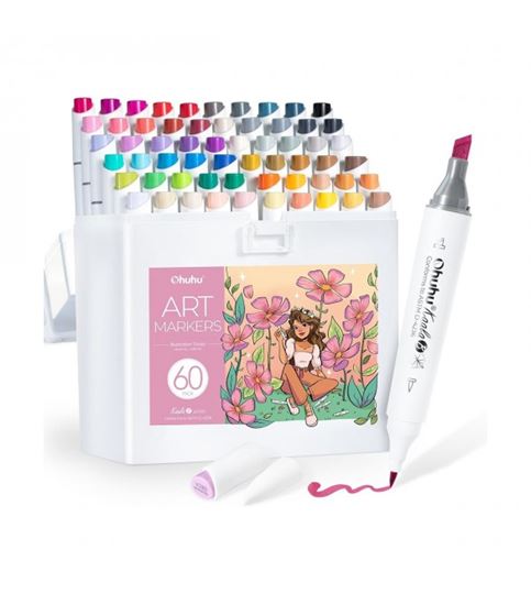 Εικόνα από ΜΑΡΚΑΔΟΡΟΙ OHUHU ALCOHOL ART KAALA MARKERS ΜΕ ΔΙΠΛΗ ΜΥΤΗ ΤΕΤΡΑΓΩΝΗ-ΠΙΝΕΛΟ (CHISEL-BRUSH) ΣΕΤ 60 ΧΡΩΜΑΤΑ Y30-80405-43