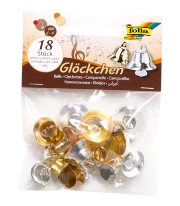 Εικόνα της ΚΑΜΠΑΝΑΚΙΑ FOLIA ΜΕΤΑΛΛΙΖΕ ΧΡΥΣΟ-ΑΣΗΜΙ (14-18-21mm) 18τεμ.