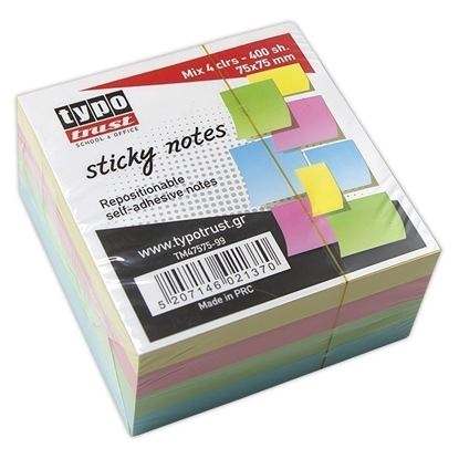 Εικόνα της ΑΥΤΟΚΟΛΛΗΤΑ ΧΑΡΤΑΚΙΑ ΣΗΜΕΙΩΣΕΩΝ TYPOTRAST ΣΕ ΚΥΒΟ 75Χ75 400Φ MIX