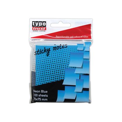 Εικόνα της ΑΥΤΟΚΟΛΛΗΤΑ ΧΑΡΤΑΚΙΑ ΣΗΜΕΙΩΣΕΩΝ TYPOTRAST 75Χ75 100Φ NEON MΠΛΕ