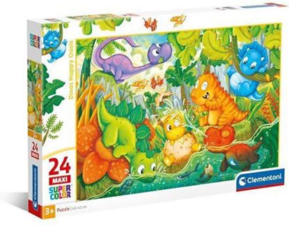 Εικόνα της CLEMENTONI SUPERCOLOR PUZZLE MAXI DINOS HAPPY OASIS 24τμχ