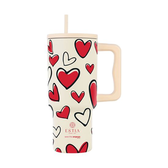 Εικόνα από ΘΕΡΜΟΣ STRAW TUMBLER XL SAVE THE AEGEAN 900ml RED VALENTINE