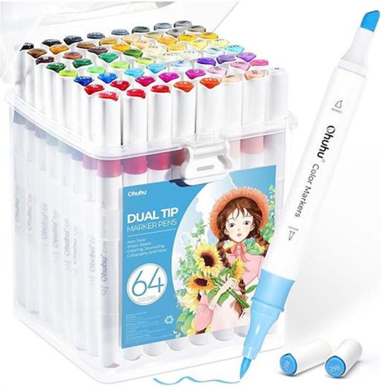 Εικόνα από ΜΑΡΚΑΔΟΡΟΙ OHUHU ART WATERBASED MARKERS BRUSH&CHISEL SET 64TMX