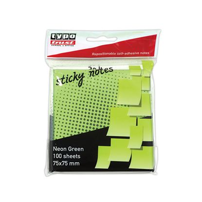 Εικόνα της ΑΥΤΟΚΟΛΛΗΤΑ ΧΑΡΤΑΚΙΑ ΣΗΜΕΙΩΣΕΩΝ TYPOTRAST 75Χ75 100Φ NEON ΠΡΑΣΙΝΟ