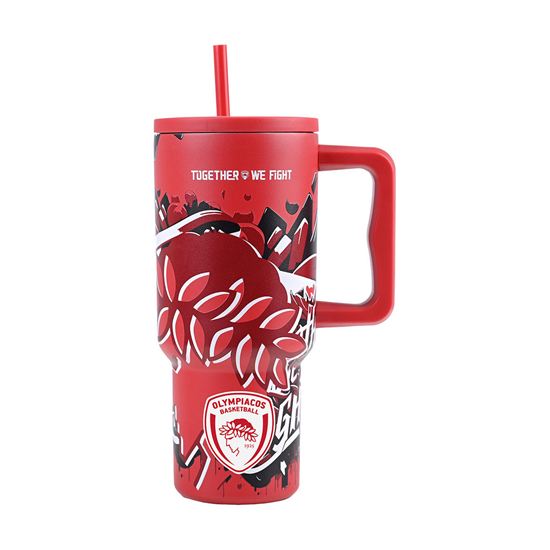 Εικόνα από ΘΕΡΜΟΣ STRAW TUMBLER XL OLYMPIACOS BC EDITION TOGETHER WE FIGHT 900ml