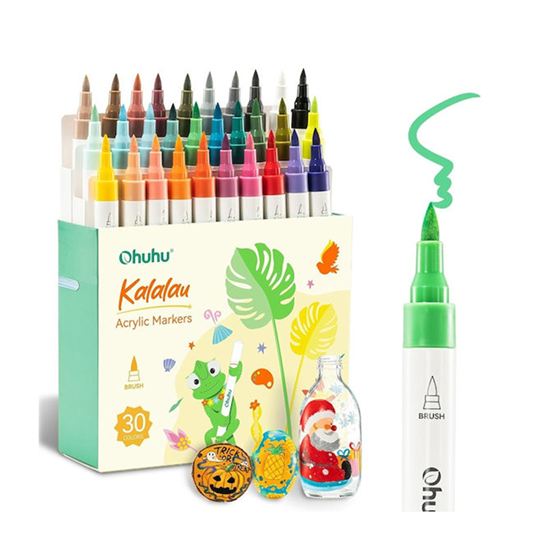 Εικόνα από ΜΑΡΚΑΔΟΡΟΙ OHUHU ACRYLIC  ART MARKERS ΜΕ ΜΥΤΗ BRUSH ΣΕΤ 30 ΧΡΩΜΑΤΑ Y30-80601-82