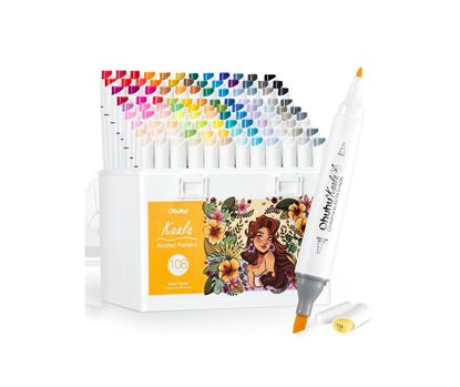Εικόνα της ΜΑΡΚΑΔΟΡΟΙ OHUHU ALCOHOL ART KAALA MARKERS ΜΕ ΔΙΠΛΗ ΜΥΤΗ ΤΕΤΡΑΓΩΝΗ-ΠΙΝΕΛΟ (CHISEL-BRUSH) ΣΕΤ 108 ΧΡΩΜΑΤΑ Y30-80405-48